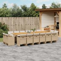 17-delige Tuinset met kussens poly rattan beige - thumbnail