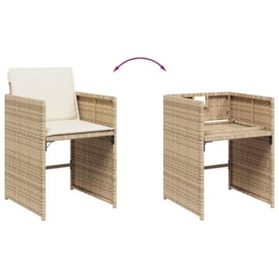 Tuinstoelen 4 st met kussens poly rattan beige - thumbnail