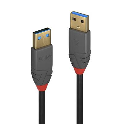 LINDY 36754 USB-kabel USB 3.2 Gen1 (USB 3.0 / USB 3.1 Gen1) USB-A stekker, USB-A stekker 5.00 m Zwart, Grijs