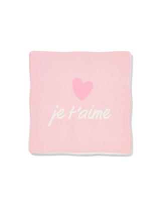 HEMA Tegel 10x10cm keramiek hartje &apos;je t&apos;aime&apos; roze