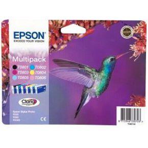 Epson Inktcartridge T0807 Origineel Combipack Zwart, Cyaan, Magenta, Geel, Foto cyaan, Foto magenta C13T08074011