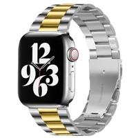 By Qubix - Stalen schakelband - Zilver met goud - Compatible met Apple watch 44mm / 45mm / 46mm / 49mm - Compatible Apple watch bandjes - thumbnail