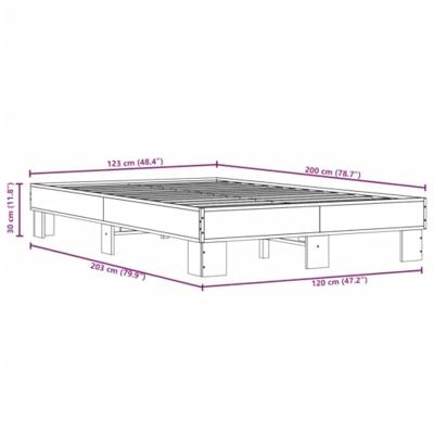 Bedframe bewerkt hout metaal bruin eikenkleur 120x200 cm