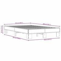 Bedframe bewerkt hout metaal bruin eikenkleur 120x200 cm - thumbnail