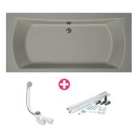 Xenz Robijn Duobad - 190x90x48 - afvoer Midden - acryl - cement 6988-06 - thumbnail