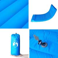 Kampeermatras met gentegreerd kussen zelfopblazend blauw - thumbnail