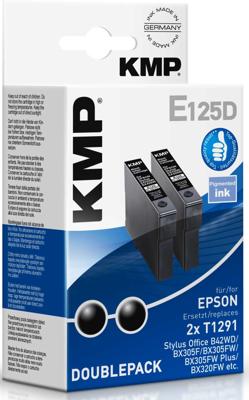 KMP Inktcartridge vervangt Epson T1291 Compatibel 2-pack Zwart E125D 1617,0021 KMP Inktcartridge vervangt Epson T1291 Compatibel 2-pack Zwart E125D 1617,0021