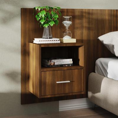 Wandnachtkastje bewerkt hout bruineikenkleurig Wandnachtkastje bewerkt hout bruineikenkleurig