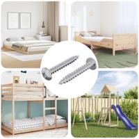 VidaXL Houten schroef 2 pcs zilver m4 x 28 mm ijzer - thumbnail