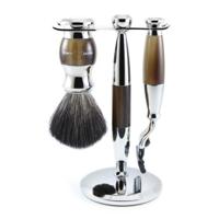 Edwin Jagger Shaving Sets Gilette Mach 3 3pc Imitation Horn & Chrome Set Set Ref.S21M362CR - thumbnail