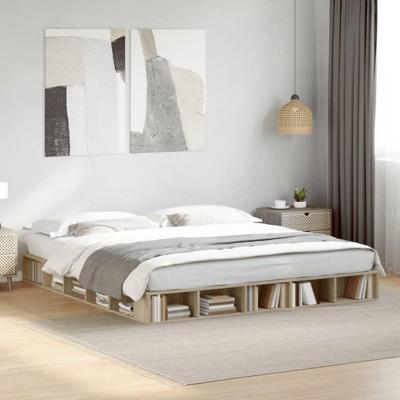 Bedframe bewerkt hout sonoma eikenkleurig 200x200 cm