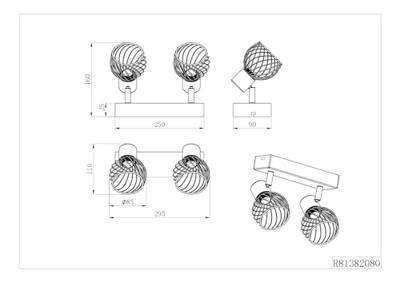 Trio PlafondlampArdon design 2-lichts - R81382080