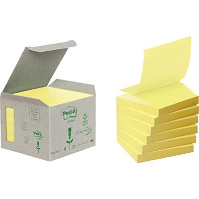 Memoblok Post-it Z-Note R330-1B recycled 76x76mm canary yellow 6 stuks