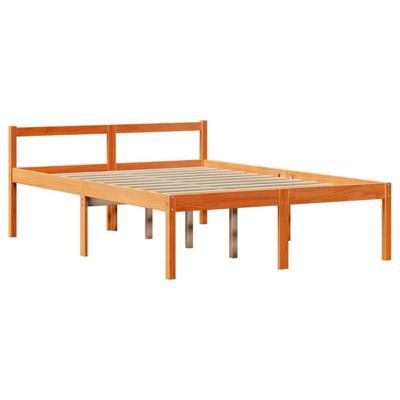 Bedframe met hoofdbord massief grenenhout wasbruin 120x190 cm
