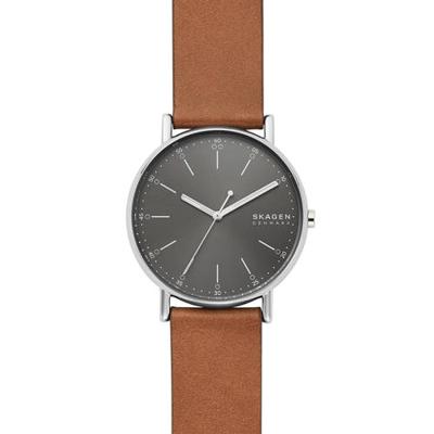 Skagen SKW6578 Horloge Signatur staal-leder zilverkleurig-grijs-bruin 40 mm Skagen SKW6578 Horloge Signatur staal-leder zilverkleurig-grijs-bruin 40 mm