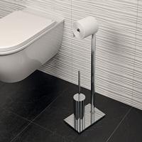 Toiletborstelhouder Sapho Gedy Vrijstaand met Toiletrolhouder Rechthoekig Chroom Sapho - thumbnail