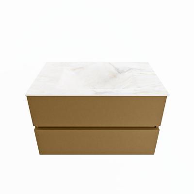 MONDIAZ VICA-DLUX 80cm badmeubel onderkast Oro 2 lades. Inbouw wastafel CLOUD midden 1 kraangat, kleur Ostra.