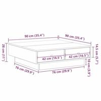 Salontafel Zwart eiken 90 x 90 x 28 cm Bewerkt hout - thumbnail