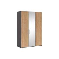 Goossens Kledingkast Easy Storage Ddk, Kledingkast 153 cm breed, 220 cm hoog, 2x draaideur en 1x spiegel draaideur midden - thumbnail