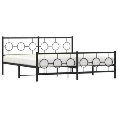 Bedframe met hoofd- en voeteneinde metaal zwart 183x213 cm Bedframe met hoofd- en voeteneinde metaal zwart 183x213 cm