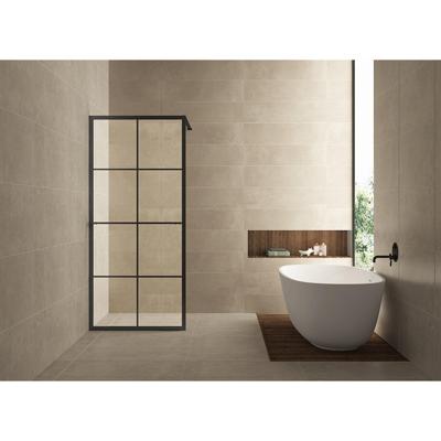 Wiesbaden Maaz inloopdouche met raster en handdoekhouder 10mm nano 90 cm x 200 cm mat zwart