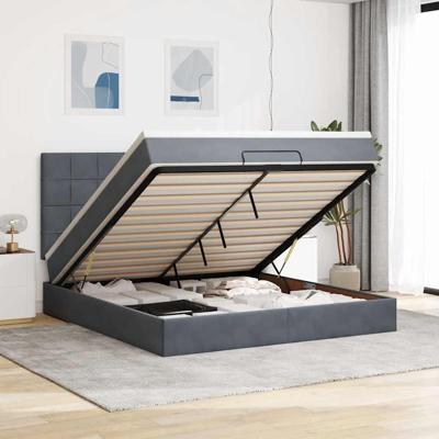 Ottoman bed met matrassen 160x200cm fluweel donkergrijs