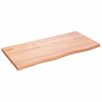 Wandschap 100x50x(2-4)cm behandeld massief eikenhout lichtbruin - thumbnail