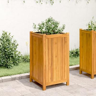 Plantenbak met voering 42x42x75 cm massief acaciahout