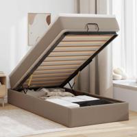Ottoman bed met matras 90x200cm kunstleer cappuccinokleurig - thumbnail