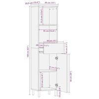 Badkamerkast 38x33,5x160 cm massief mangohout - thumbnail