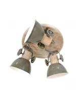 Steinhauer Industriële plafondlampGearwood 3-lichts retro groen met hout - 3063G - thumbnail