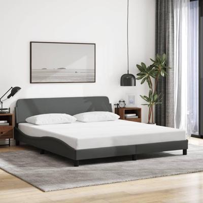 Bedframe met hoofdbord stof donkergrijs 160x200 cm
