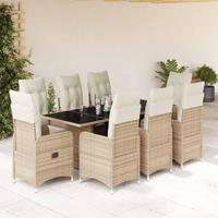 9-delige Bistroset met kussens poly rattan beige - thumbnail