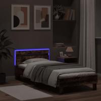 Bedframe met hoofdbord en LED gerookt eikenkleurig 75x190 cm - thumbnail