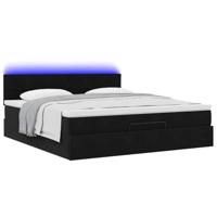 Ottoman bed met matras en LED's 180x200cm fluweel zwart - thumbnail