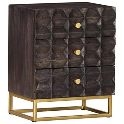 VidaXL Nachtkastje 40x30x50 cm massief mangohout zwart