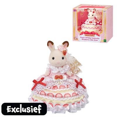 Sylvanian Families Freya's verjaardag set aardbeien cake jurk 5847