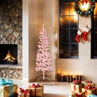 VidaXL Kunstkerstboom half met standaard smal 150 cm roze VidaXL Kunstkerstboom half met standaard smal 150 cm roze