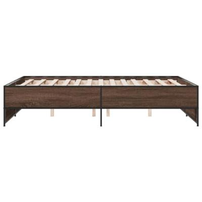 Bedframe bewerkt hout metaal bruin eikenkleur 120x190 cm
