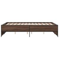 Bedframe bewerkt hout metaal bruin eikenkleur 120x190 cm - thumbnail