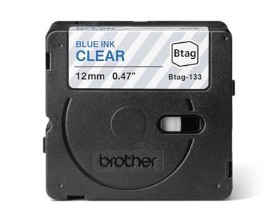 Brother BTAG-133 labelprinter-tape Blauw op transparant Brother BTAG-133 labelprinter-tape Blauw op transparant
