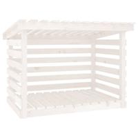 Haardhoutrek 108x73x79 cm massief grenenhout wit - thumbnail