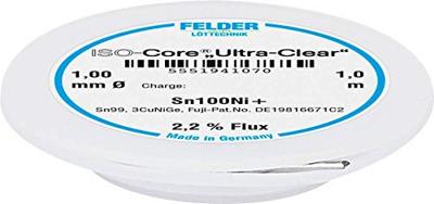 Felder ISO-Core Ultra-Clear Sn100Ni+ Soldeertin, loodvrij Spoel Sn99,25Cu0,7Ni0,05 1 mm Felder ISO-Core Ultra-Clear Sn100Ni+ Soldeertin, loodvrij Spoel Sn99,25Cu0,7Ni0,05 1 mm