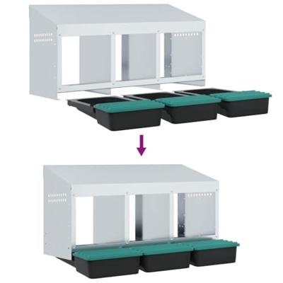Kippennestkast 3 compartimenten wandmontage gegalvaniseerd staal