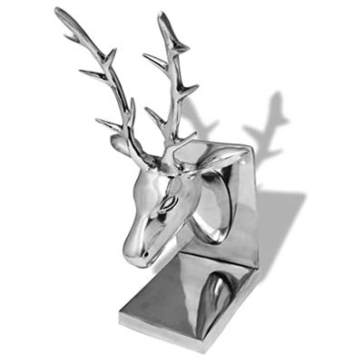 VidaXL Boekensteunen herten 2 stuks aluminium zilver