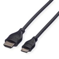 ROLINE Monitorkabel HDMI High Speed met Ethernet, HDMI Male - Mini HDMI Male, 2 m - thumbnail
