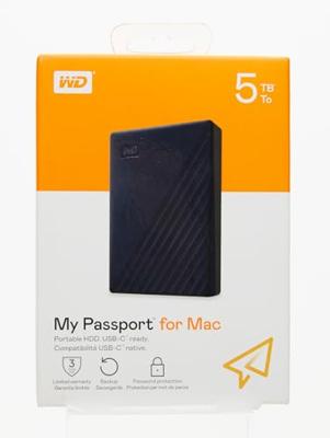 WD My Passport for Mac 5 TB Externe harde schijf (2,5 inch) USB-C Blauw WDBA2F0050BBL-WESN - thumbnail