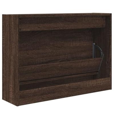 Schoenenkast 80x21x57 cm bewerkt hout bruineikenkleurig