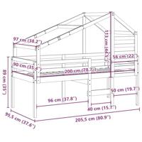 Halfhoogslaper met ladder en bedhuis grenenhout 90x200 cm - thumbnail