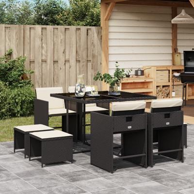 9-delige Tuinset poly rattan zwart - thumbnail